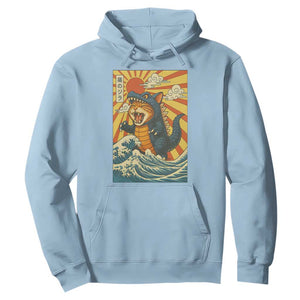 Kawaii Cat Monster Japanese Sun Wave Art Hoodie TS12 Light Blue Print Your Wear