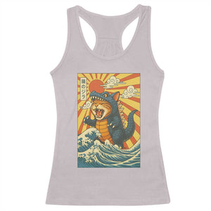 Kawaii Cat Monster Japanese Sun Wave Art Racerback Tank Top TS12 Ice Gray Print Your Wear