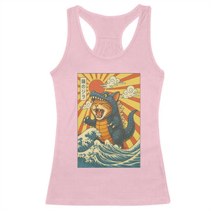 Kawaii Cat Monster Japanese Sun Wave Art Racerback Tank Top TS12 Light Pink Print Your Wear