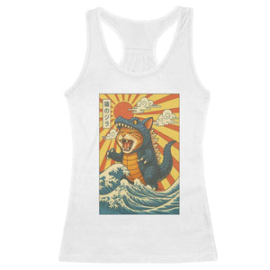 Kawaii Cat Monster Japanese Sun Wave Art Racerback Tank Top TS12 White Print Your Wear