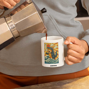 Kawaii Cat Monster Japanese Sun Wave Art Coffee Mug TS12 Print Your Wear