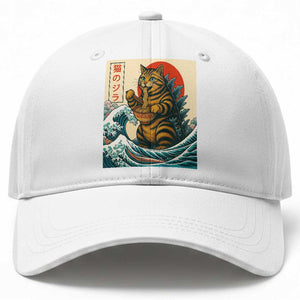 Cute Giant Cat Monster Eating Ramen Baseball Cap Japanese Sun Wave Art TS12 Print Your Wear
