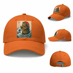 Cute Giant Cat Monster Eating Ramen Baseball Cap Japanese Sun Wave Art TS12 Baseball Cap Universal Fit Orange Print Your Wear