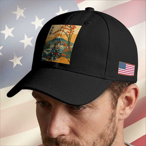 Japanese Ukiyo E Cat Kimono Baseball Cap Mount Fuji Cherry Blossom Vintage Gift TS12 Print Your Wear