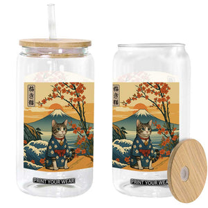 Japanese Ukiyo E Cat Kimono Glass Can Mount Fuji Cherry Blossom Vintage Gift TS12 Print Your Wear