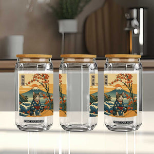 Japanese Ukiyo E Cat Kimono Glass Can Mount Fuji Cherry Blossom Vintage Gift TS12 Print Your Wear
