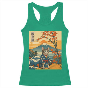 Japanese Ukiyo E Cat Kimono Racerback Tank Top Mount Fuji Cherry Blossom Vintage Gift TS12 Irish Green Print Your Wear