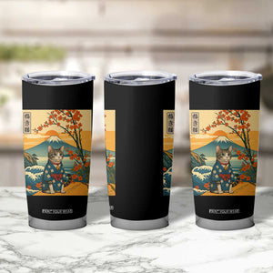 Japanese Ukiyo E Cat Kimono Tumbler Cup Mount Fuji Cherry Blossom Vintage Gift TS12 Print Your Wear