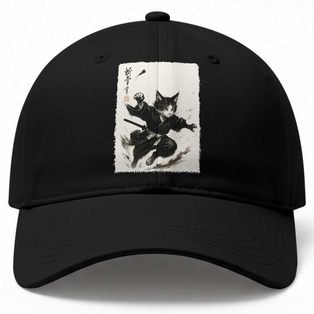 Samurai Cat Baseball Cap Japanese Sumie Cat Warrior Art TS12 Print Your Wear