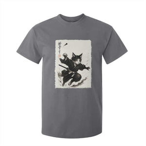 Samurai Cat T Shirt For Kid Japanese Sumie Cat Warrior Art TS12 Charcoal Print Your Wear