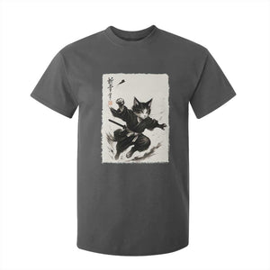 Samurai Cat T Shirt For Kid Japanese Sumie Cat Warrior Art TS12 Dark Heather Print Your Wear