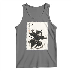Samurai Cat Tank Top Japanese Sumie Cat Warrior Art TS12 Black Heather Print Your Wear