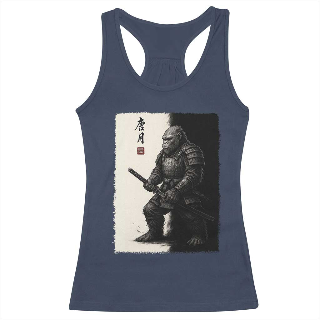 Samurai Bigfoot Racerback Tank Top Japanese Vintage Graphic Sumie Warrior Art TS12 Navy Print Your Wear