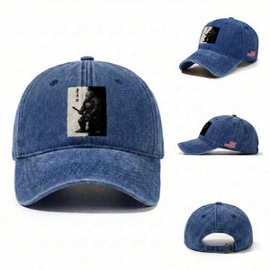 Samurai Bigfoot Washed Cotton Baseball Cap Japanese Vintage Graphic Sumie Warrior Art TS12 Washed Cap Universal Fit Royal Blue Print Your Wear