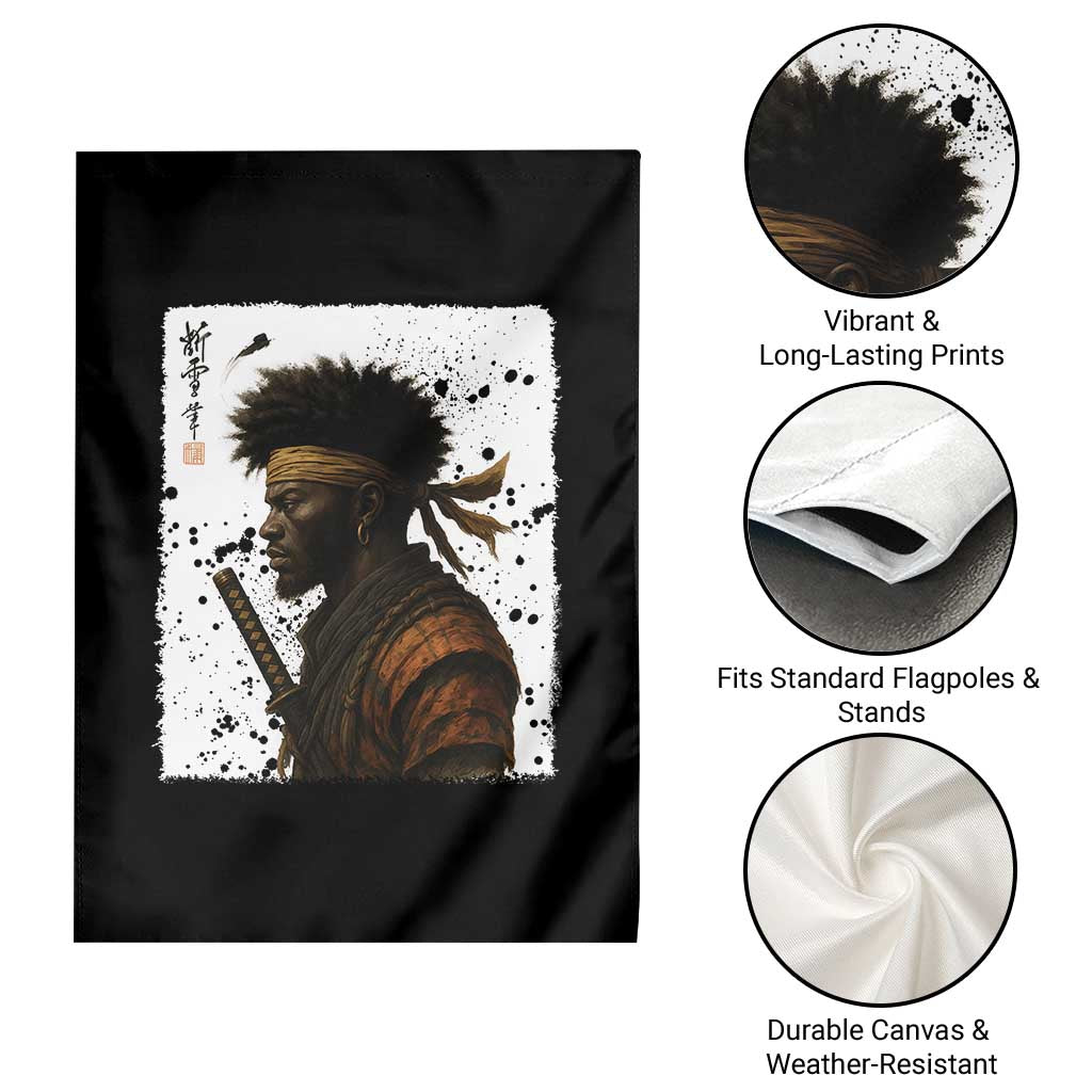 Afro American Samurai Garden Flag Japanese Vintage Graphic Sumie Katana TS12 Print Your Wear