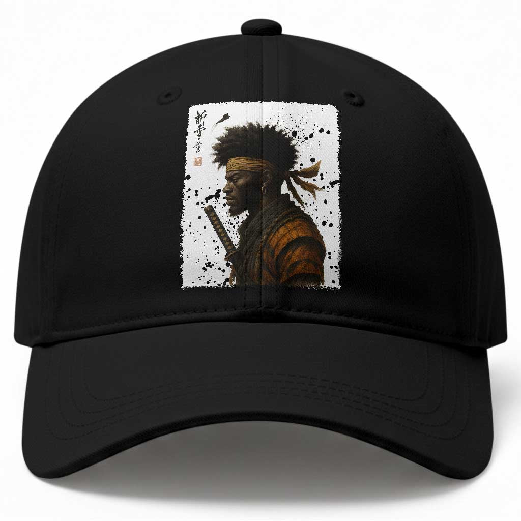 Afro American Samurai Baseball Cap Japanese Vintage Graphic Sumie Katana TS12 Print Your Wear