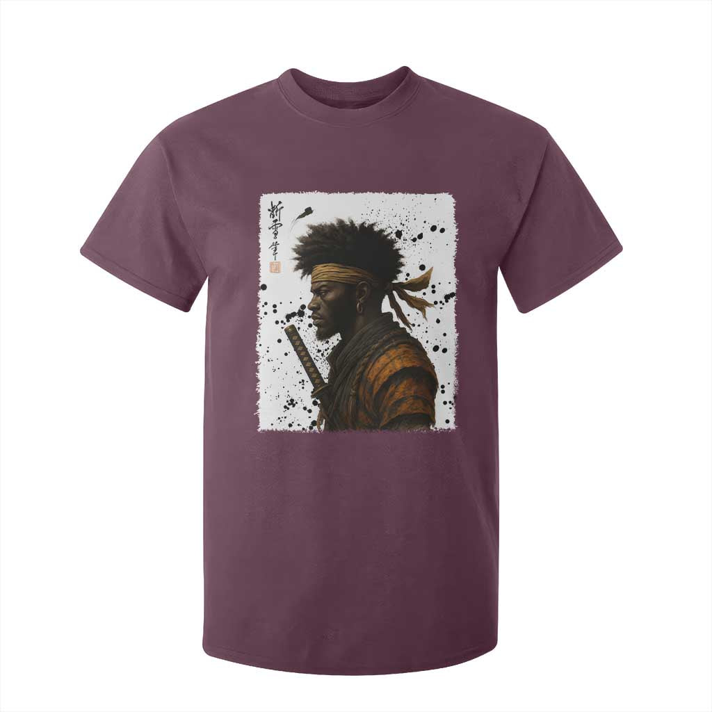 Afro American Samurai T Shirt For Kid Japanese Vintage Graphic Sumie Katana TS12 Maroon Print Your Wear