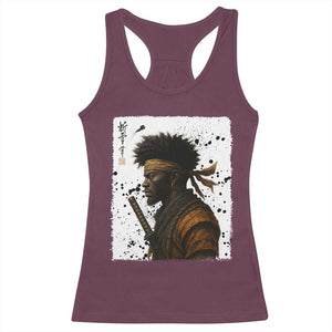 Afro American Samurai Racerback Tank Top Japanese Vintage Graphic Sumie Katana TS12 Maroon Print Your Wear
