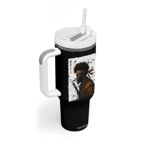 Afro American Samurai Tumbler With Handle Japanese Vintage Graphic Sumie Katana TS12 Print Your Wear