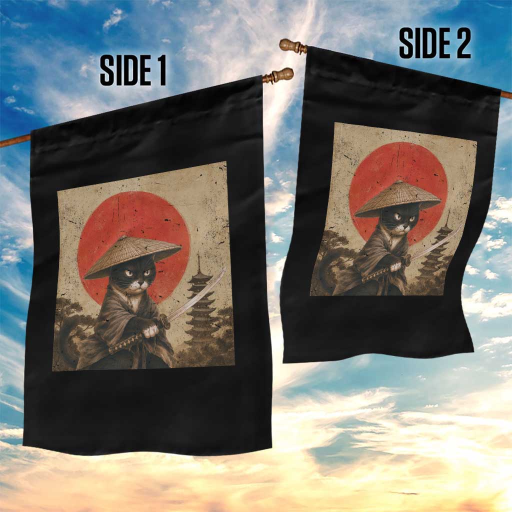 Vintage Samurai Black Cat Japanese Katana Garden Flag Ukiyoe Cat Lover Gift TS12 Print Your Wear