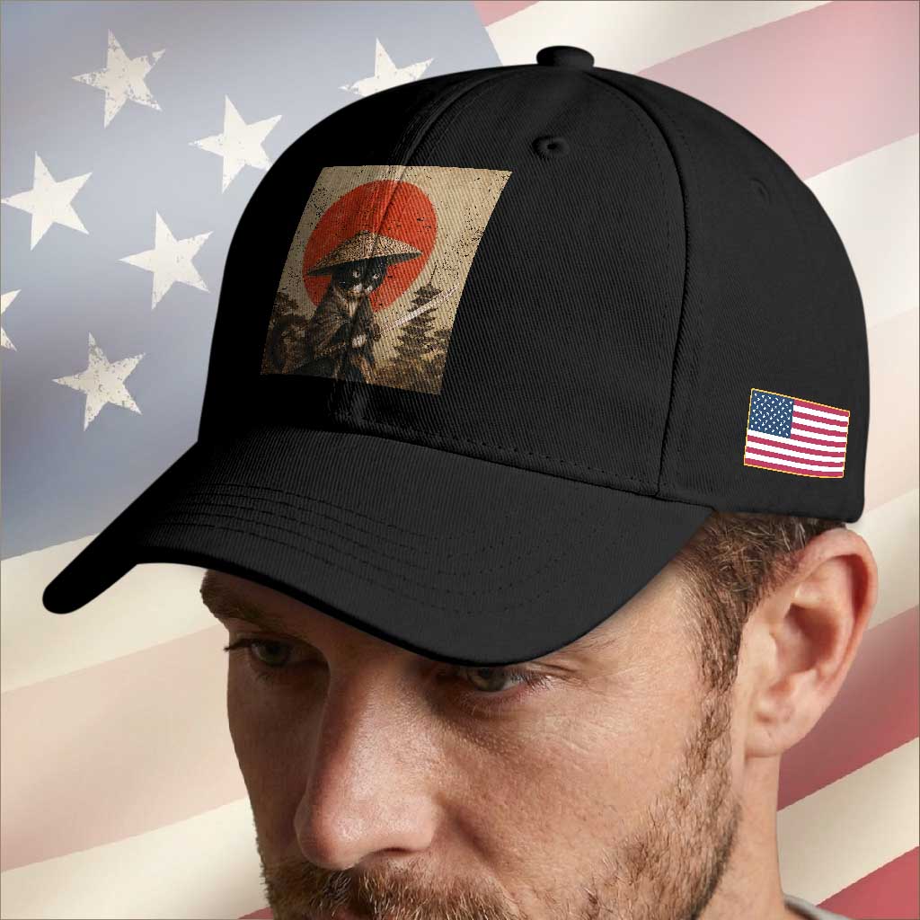 Vintage Samurai Black Cat Japanese Katana Baseball Cap Ukiyoe Cat Lover Gift TS12 Print Your Wear