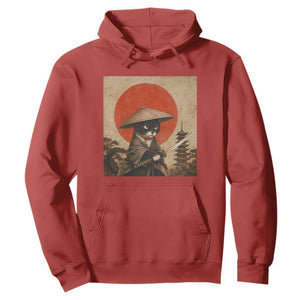 Vintage Samurai Black Cat Japanese Katana Hoodie Ukiyoe Cat Lover Gift TS12 Red Print Your Wear