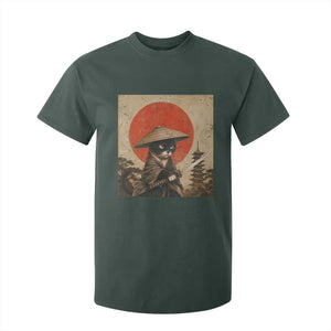Vintage Samurai Black Cat Japanese Katana T Shirt For Kid Ukiyoe Cat Lover Gift TS12 Dark Forest Green Print Your Wear