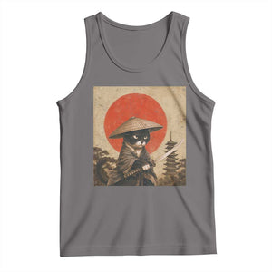 Vintage Samurai Black Cat Japanese Katana Tank Top Ukiyoe Cat Lover Gift TS12 Deep Heather Print Your Wear