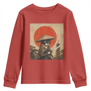 Vintage Samurai Black Cat Japanese Katana Youth Sweatshirt Ukiyoe Cat Lover Gift TS12 Red Print Your Wear