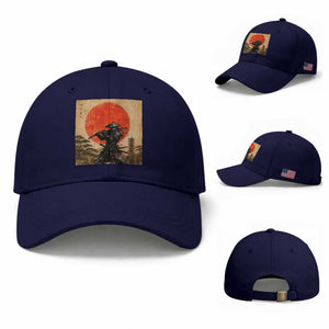 Japanese Samurai Baseball Cap Warrior With Katana Vintage Ukiyoe Style TS12 Baseball Cap Universal Fit Dark Blue Print Your Wear