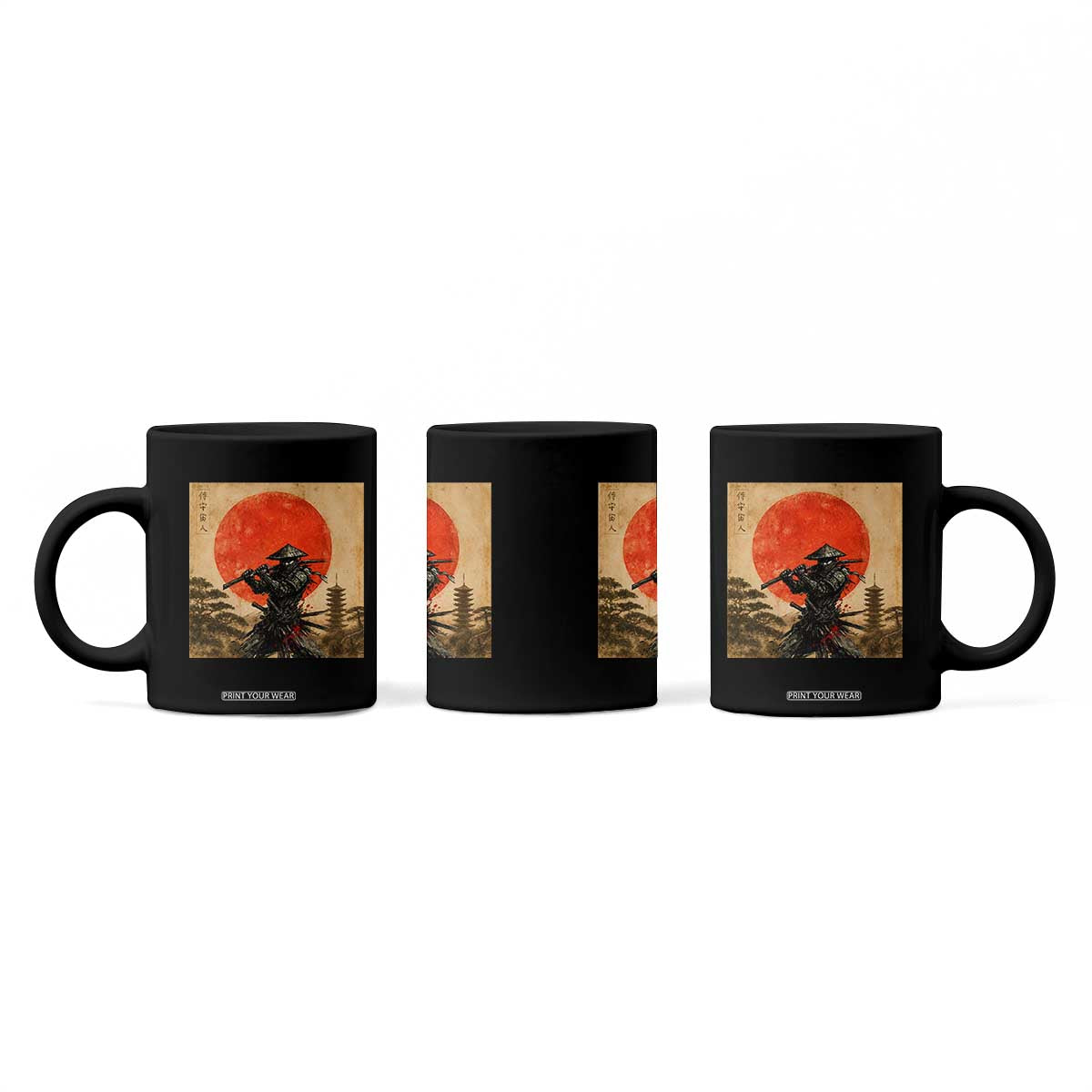 Japanese Samurai Coffee Mug Warrior With Katana Vintage Ukiyoe Style TS12 Print Your Wear