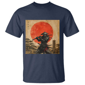 Japanese Samurai T Shirt Warrior With Katana Vintage Ukiyoe Style TS12 Navy Print Your Wear