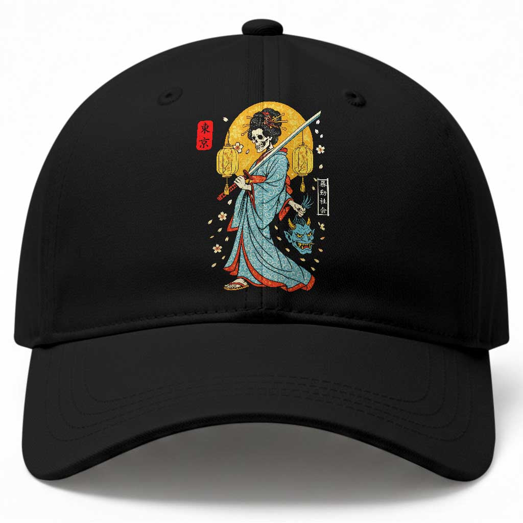 Horror Samurai Geisha Skull Baseball Cap Japanese Kimono And Katana TS12 Print Your Wear
