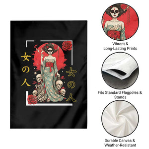 Gothic Japanese Geisha Skeleton Garden Flag Wearing Kimono TS12 Print Your Wear