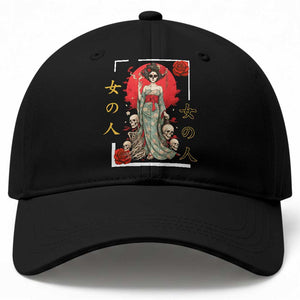 Gothic Japanese Geisha Skeleton Baseball Cap Wearing Kimono TS12 Print Your Wear