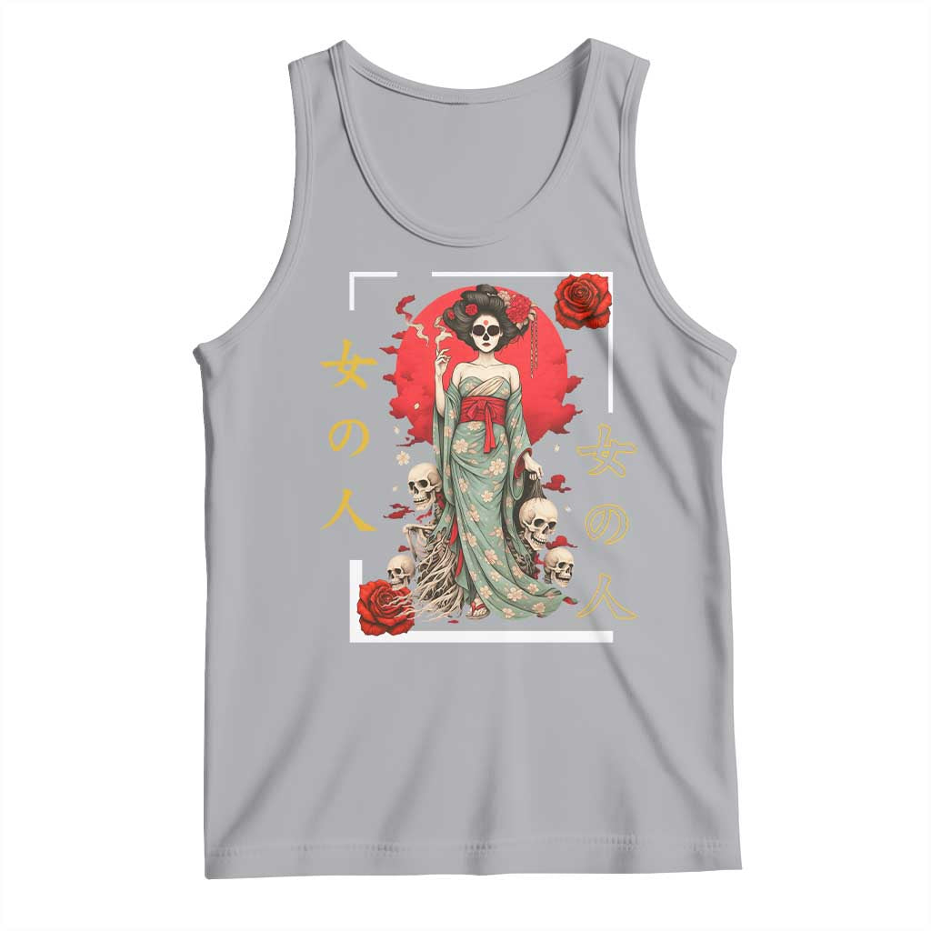 Gothic Japanese Geisha Skeleton Tank Top Wearing Kimono TS12 Athletic Heather Print Your Wear