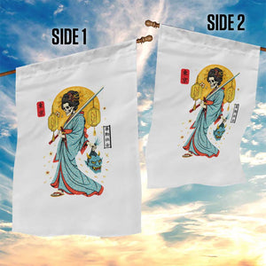Gothic Samurai Geisha Skeleton Garden Flag Japanese Kimono And Katana TS12 Print Your Wear