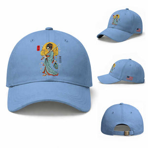 Gothic Samurai Geisha Skeleton Baseball Cap Japanese Kimono And Katana TS12 Baseball Cap Universal Fit Light Blue Print Your Wear