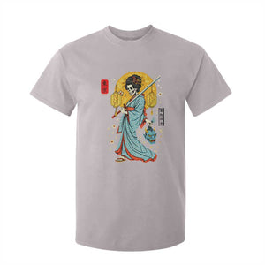 Gothic Samurai Geisha Skeleton T Shirt For Kid Japanese Kimono And Katana TS12 Ice Gray Print Your Wear
