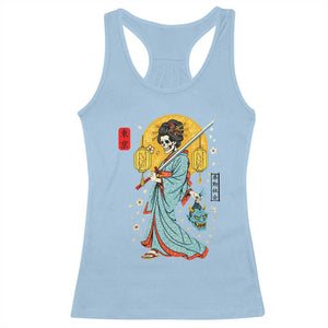 Gothic Samurai Geisha Skeleton Racerback Tank Top Japanese Kimono And Katana TS12 Light Blue Print Your Wear