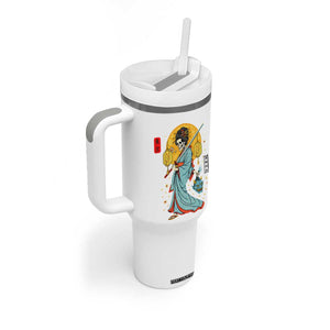 Gothic Samurai Geisha Skeleton Tumbler With Handle Japanese Kimono And Katana TS12 Print Your Wear