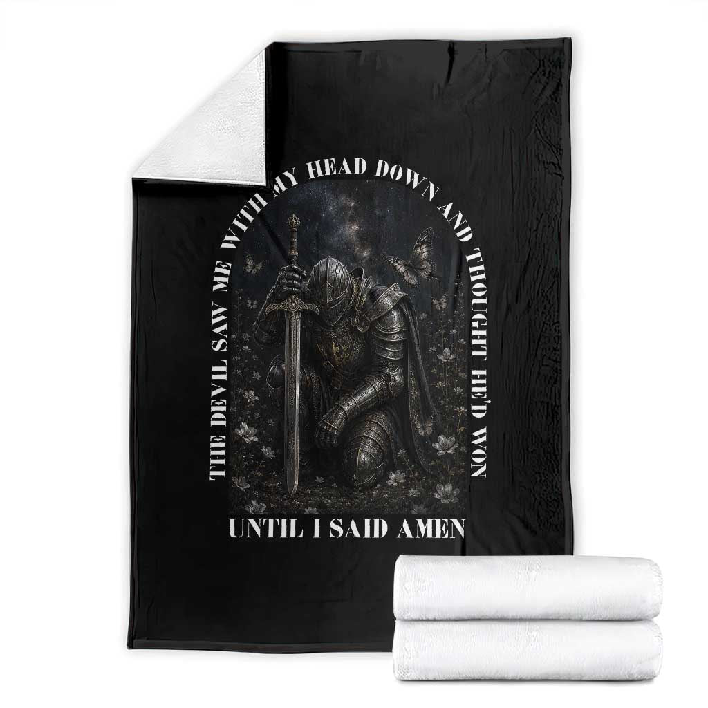 Christian Knight Templar Crusader Throw Blanket The Devil Saw Me With My Head Down And Thought He'd Won TS12 Black Print Your Wear