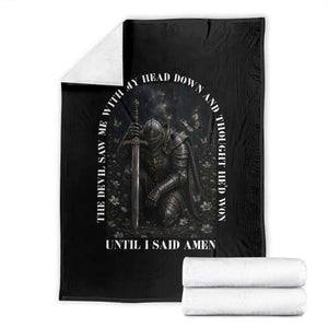 Christian Knight Templar Crusader Throw Blanket The Devil Saw Me With My Head Down And Thought He'd Won TS12 Black Print Your Wear