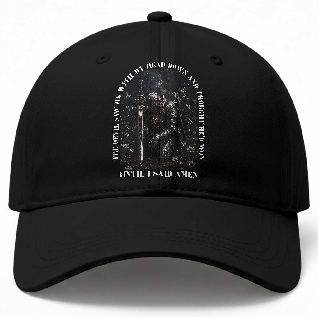 Christian Knight Templar Crusader Baseball Cap The Devil Saw Me With My Head Down And Thought He'd Won TS12 Print Your Wear