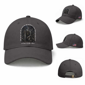 Christian Knight Templar Crusader Baseball Cap The Devil Saw Me With My Head Down And Thought He'd Won TS12 Baseball Cap Universal Fit Dark Gray Print Your Wear