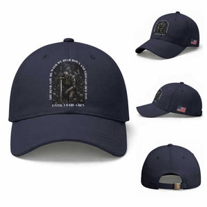 Christian Knight Templar Crusader Baseball Cap The Devil Saw Me With My Head Down And Thought He'd Won TS12 Baseball Cap Universal Fit Navy Print Your Wear