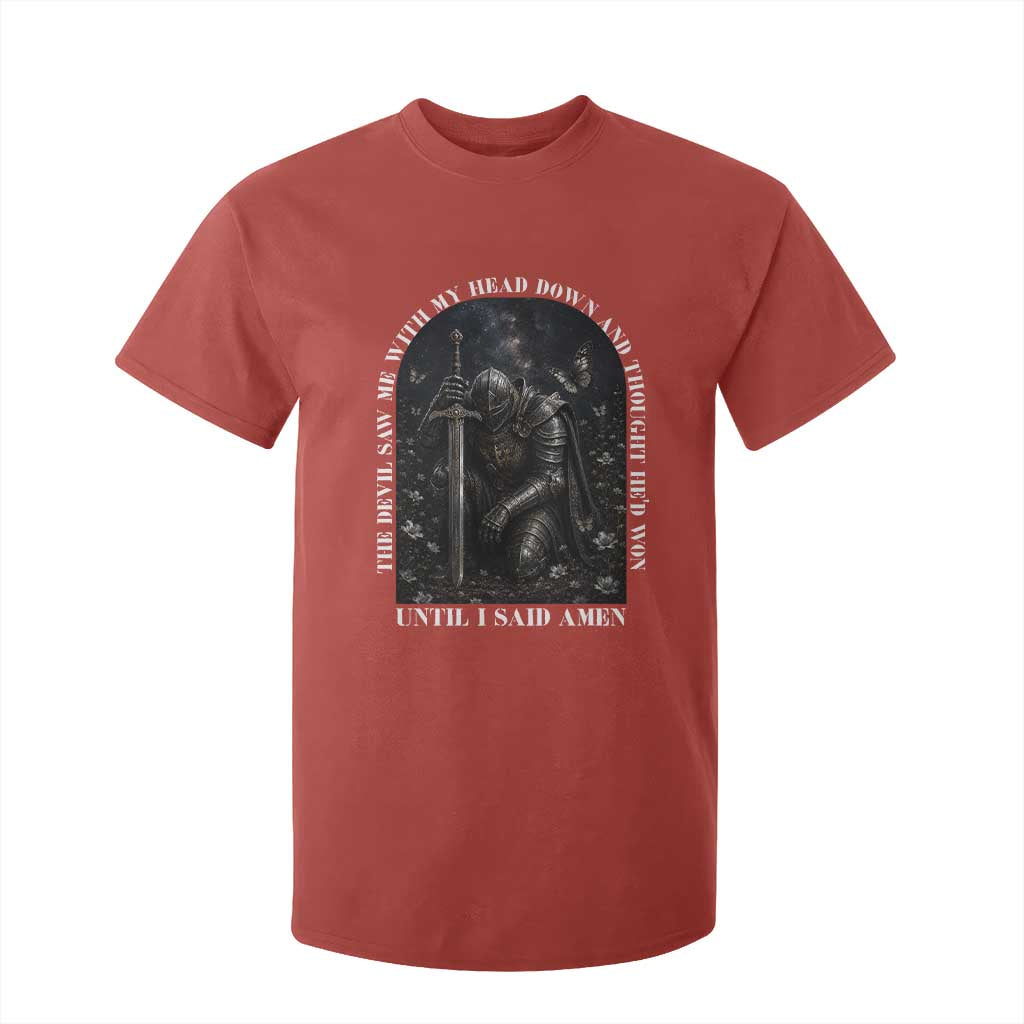 Christian Knight Templar Crusader T Shirt For Kid The Devil Saw Me With My Head Down And Thought He'd Won TS12 Red Print Your Wear