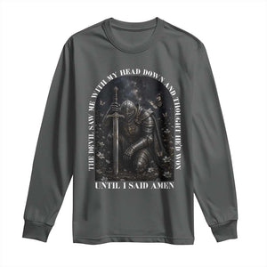 Christian Knight Templar Crusader Long Sleeve Shirt The Devil Saw Me With My Head Down And Thought He'd Won TS12 Dark Heather Print Your Wear