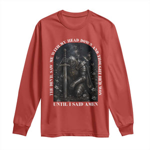 Christian Knight Templar Crusader Long Sleeve Shirt The Devil Saw Me With My Head Down And Thought He'd Won TS12 Red Print Your Wear
