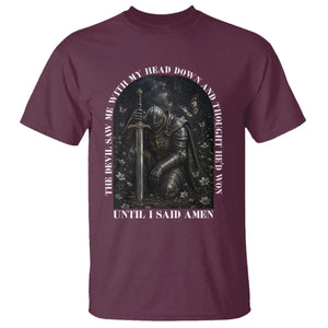 Christian Knight Templar Crusader T Shirt The Devil Saw Me With My Head Down And Thought He'd Won TS12 Maroon Print Your Wear